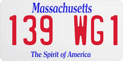 MA license plate 139WG1