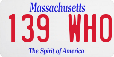 MA license plate 139WH0