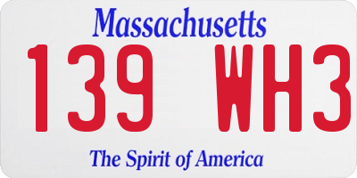 MA license plate 139WH3