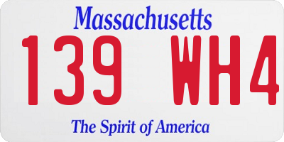 MA license plate 139WH4