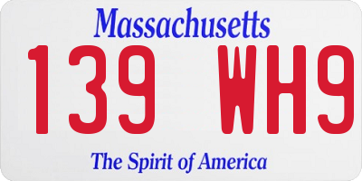 MA license plate 139WH9
