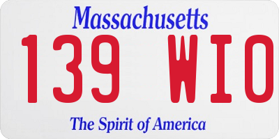 MA license plate 139WI0