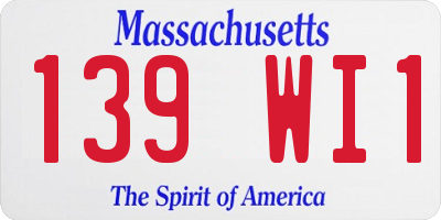 MA license plate 139WI1