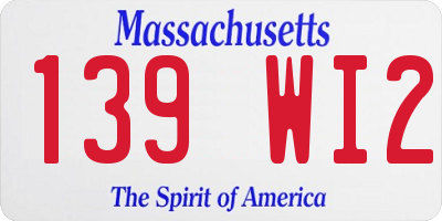 MA license plate 139WI2