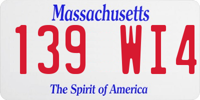 MA license plate 139WI4