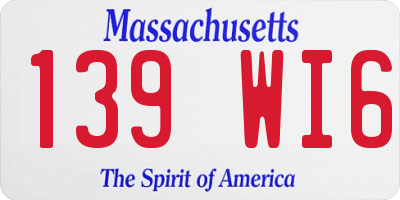 MA license plate 139WI6