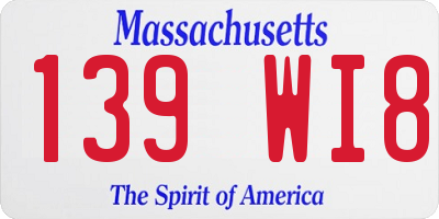 MA license plate 139WI8