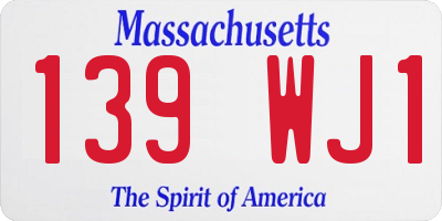 MA license plate 139WJ1