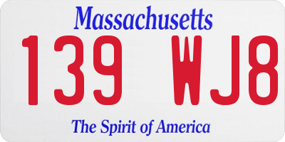 MA license plate 139WJ8