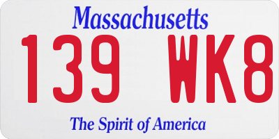 MA license plate 139WK8
