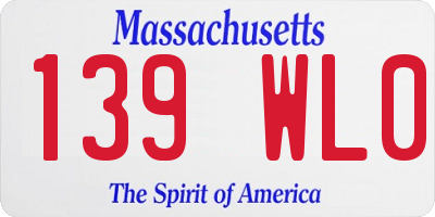 MA license plate 139WL0