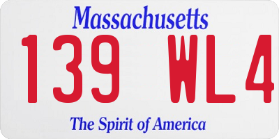 MA license plate 139WL4