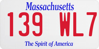 MA license plate 139WL7