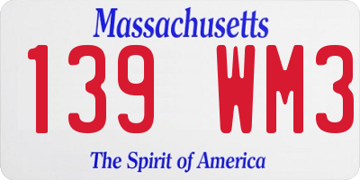 MA license plate 139WM3