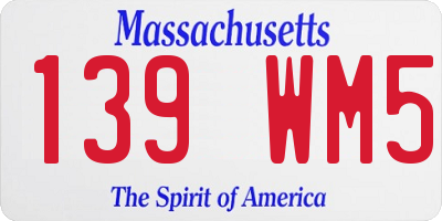 MA license plate 139WM5