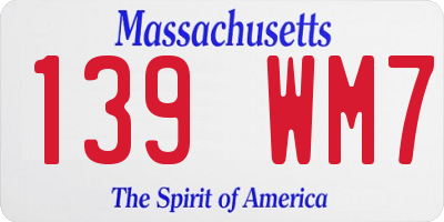 MA license plate 139WM7