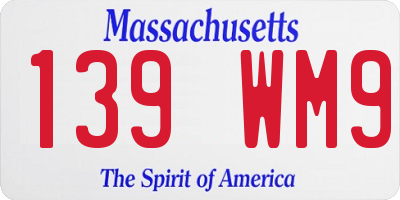MA license plate 139WM9