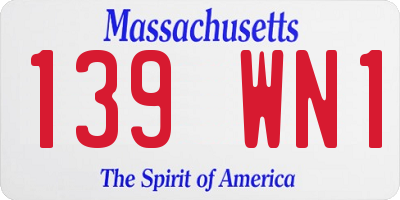 MA license plate 139WN1