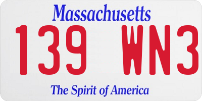 MA license plate 139WN3