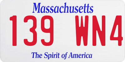 MA license plate 139WN4