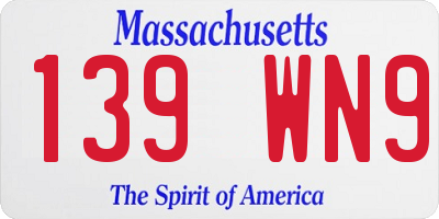 MA license plate 139WN9