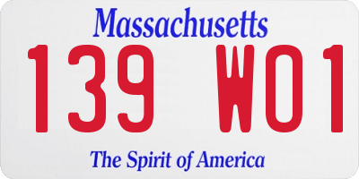 MA license plate 139WO1