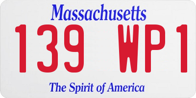 MA license plate 139WP1
