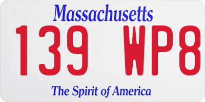 MA license plate 139WP8