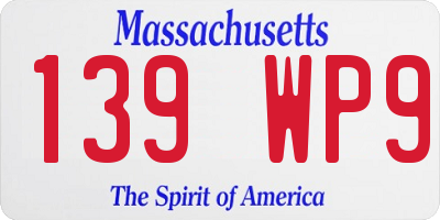 MA license plate 139WP9