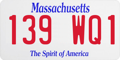 MA license plate 139WQ1