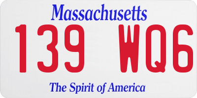 MA license plate 139WQ6