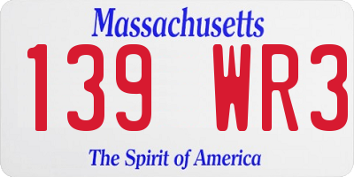 MA license plate 139WR3