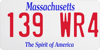 MA license plate 139WR4