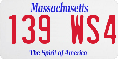 MA license plate 139WS4