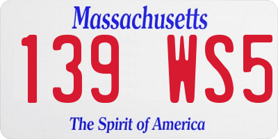 MA license plate 139WS5