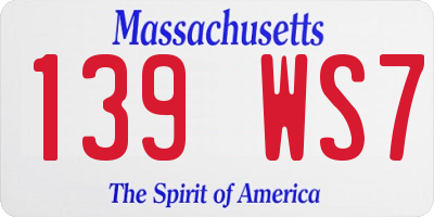 MA license plate 139WS7