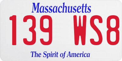 MA license plate 139WS8