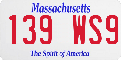 MA license plate 139WS9