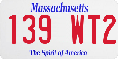 MA license plate 139WT2