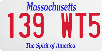 MA license plate 139WT5