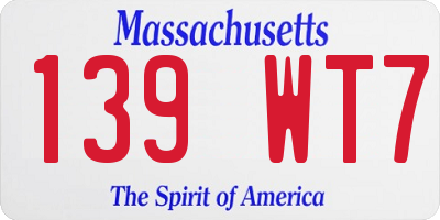 MA license plate 139WT7