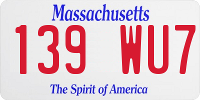 MA license plate 139WU7