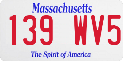 MA license plate 139WV5