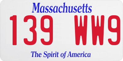 MA license plate 139WW9