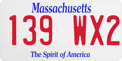 MA license plate 139WX2