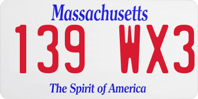 MA license plate 139WX3