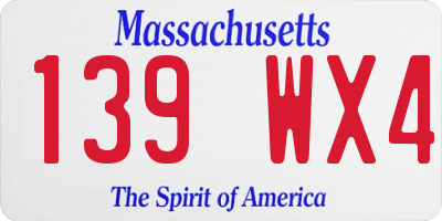 MA license plate 139WX4