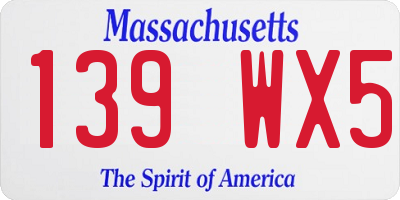 MA license plate 139WX5