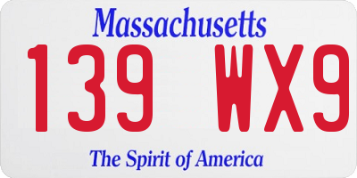 MA license plate 139WX9