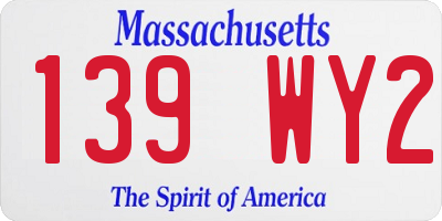 MA license plate 139WY2